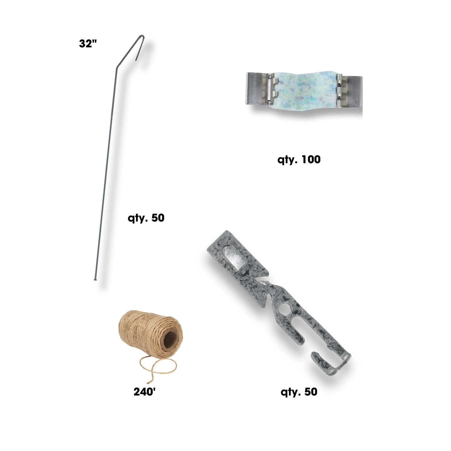 Qlipr Trellising System by Bootstrap Farmer, shown in a 32-25 pack, featuring adjustable plastic clips for plant support.