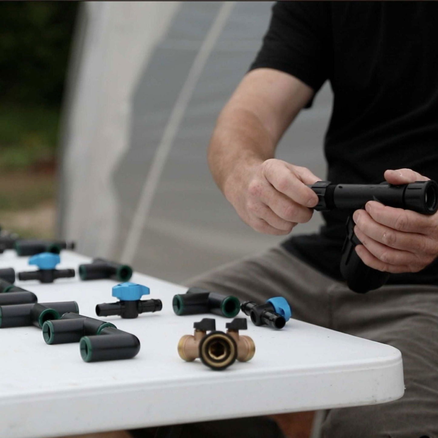Bootstrap Farmer Greenhouse Drip Irrigation Kit with four rows of drip lines and connectors for efficient watering.