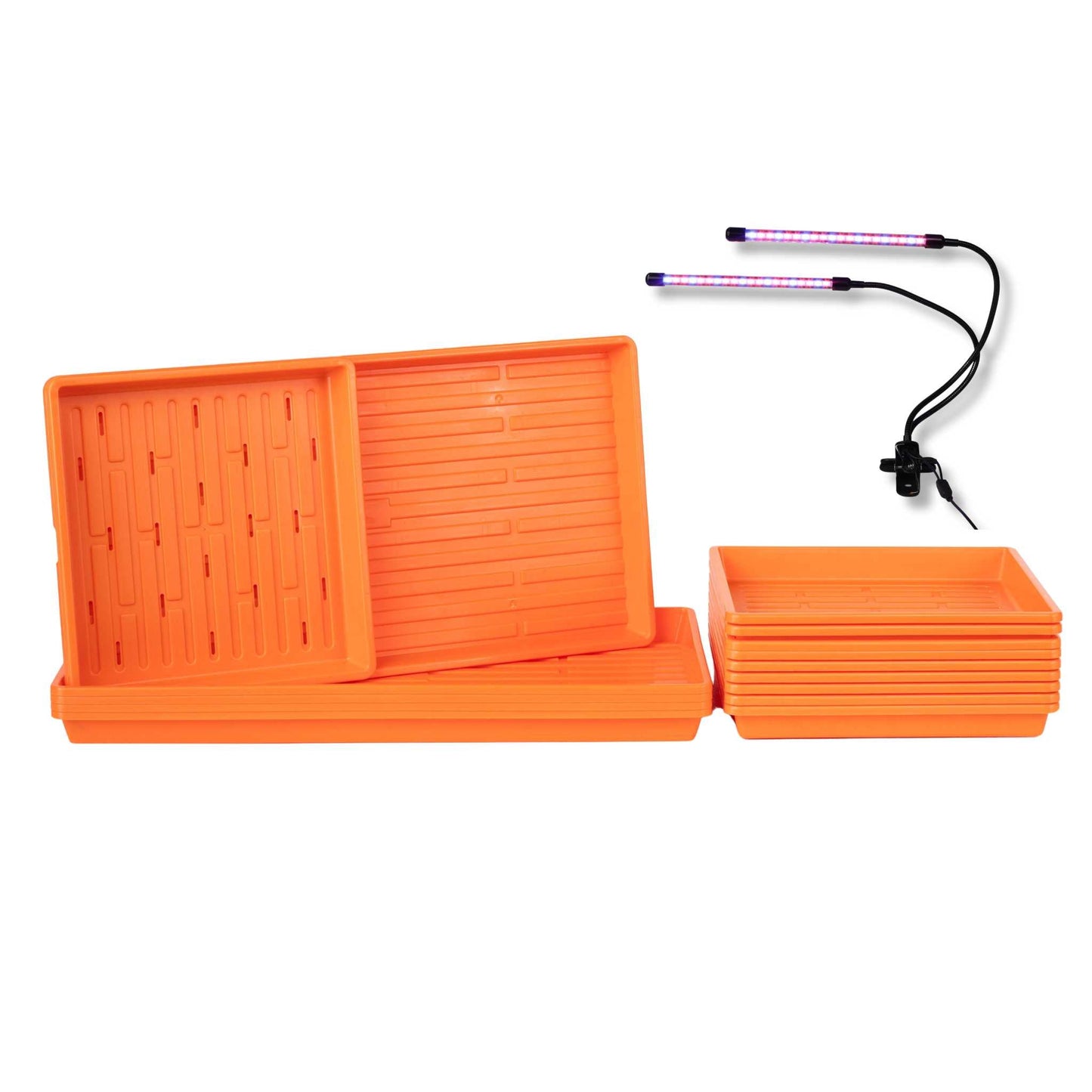 Black Bootstrap Farmer 1010 Microgreens Kit with LED grow light for indoor gardening and fresh microgreen cultivation.