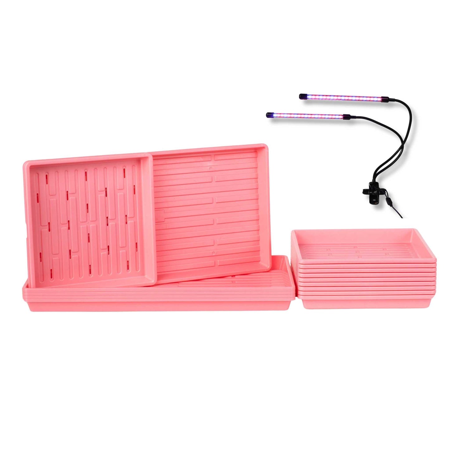 Black Bootstrap Farmer 1010 Microgreens Kit with LED grow light for indoor microgreens cultivation.