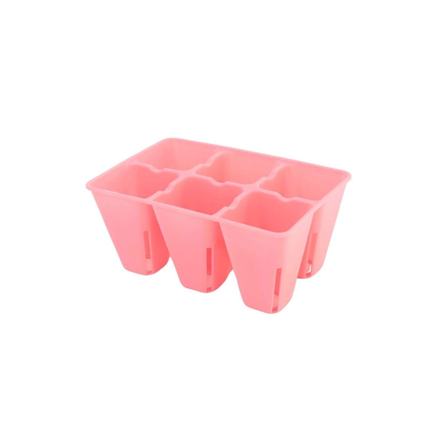 Six black Bootstrap Farmer 6-cell plug tray inserts for seed starting and plant propagation in cell trays.
