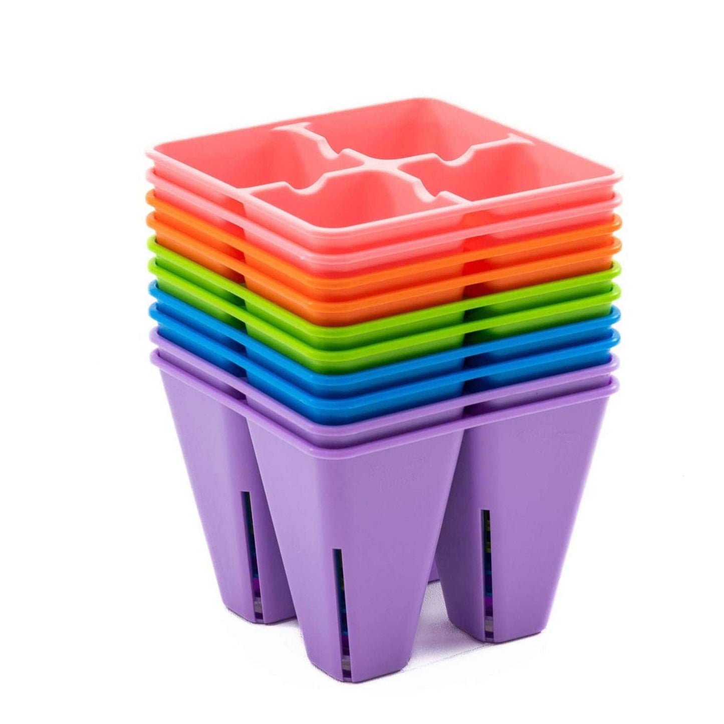 Bootstrap Farmer 4-cell plug tray inserts, colorful reusable cell trays for seed starting and plant propagation.