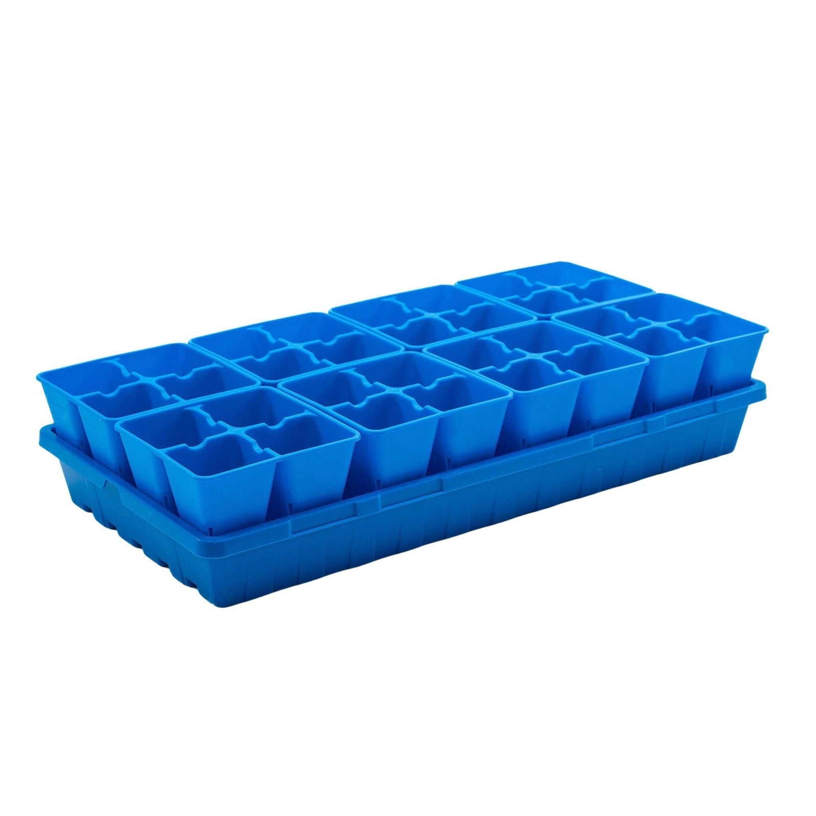 Multicolor Bootstrap Farmer 4-cell plug tray inserts for starting seedlings and planting, made of durable plastic.