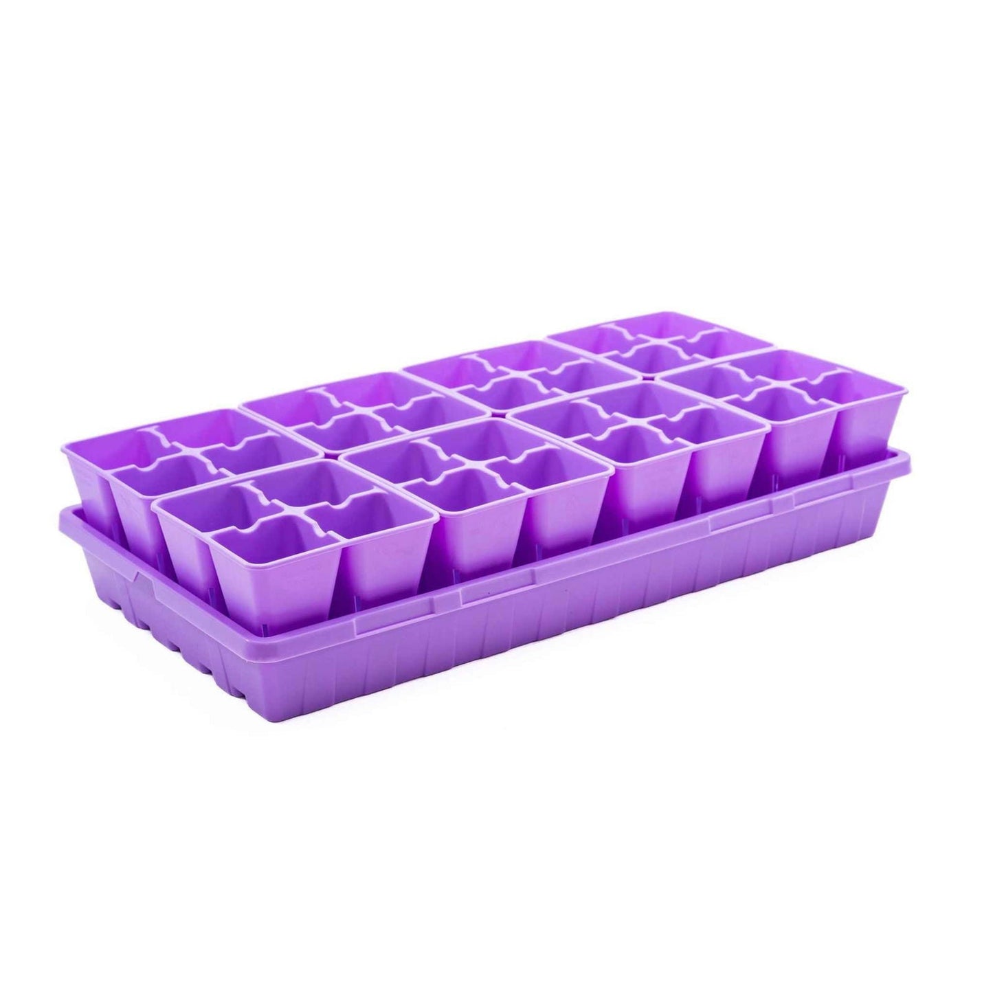 Multicolor Bootstrap Farmer 4-cell plug tray inserts for seed starting and plant propagation in cell trays.