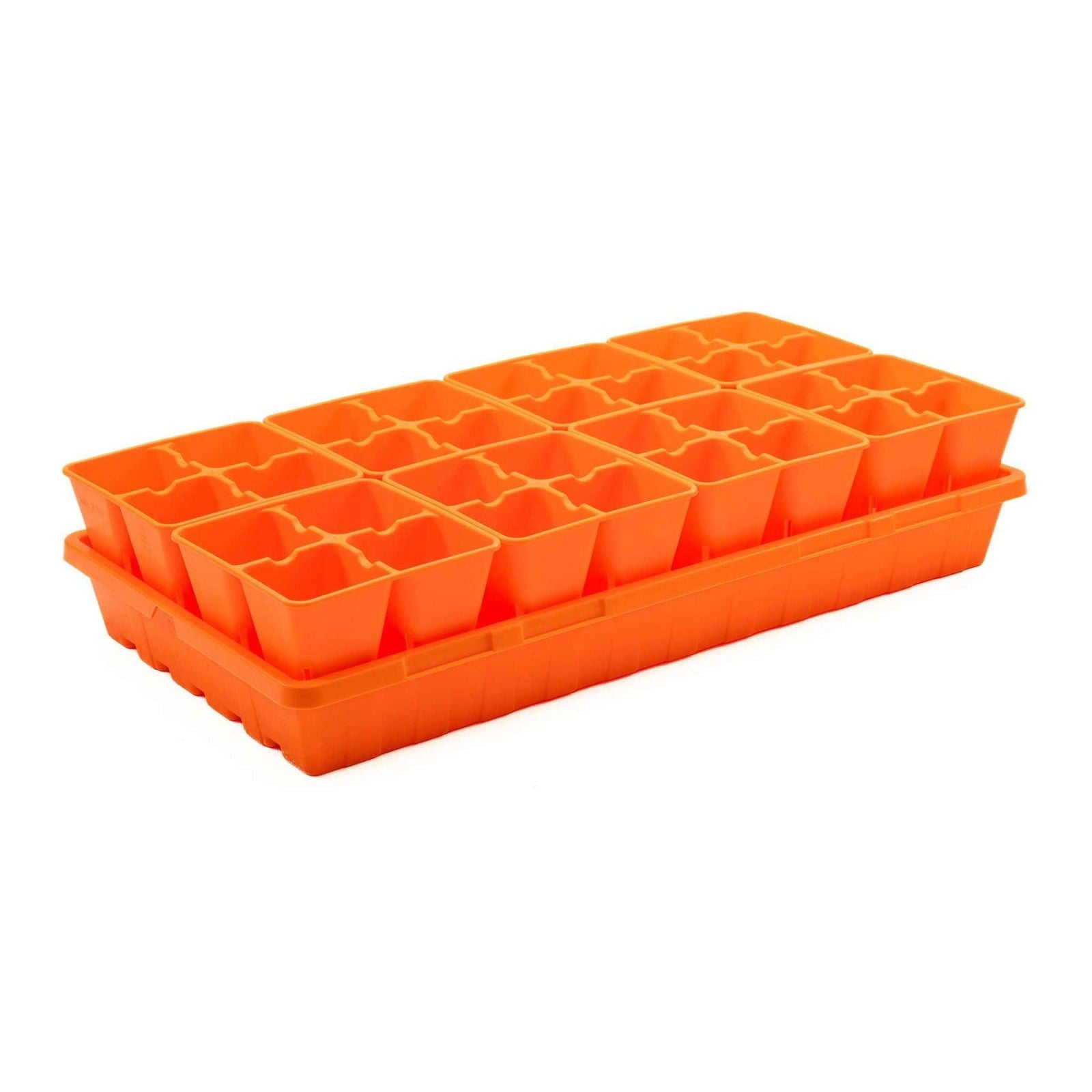 Multicolor Bootstrap Farmer 4-cell plug tray inserts for seed starting and plant propagation.