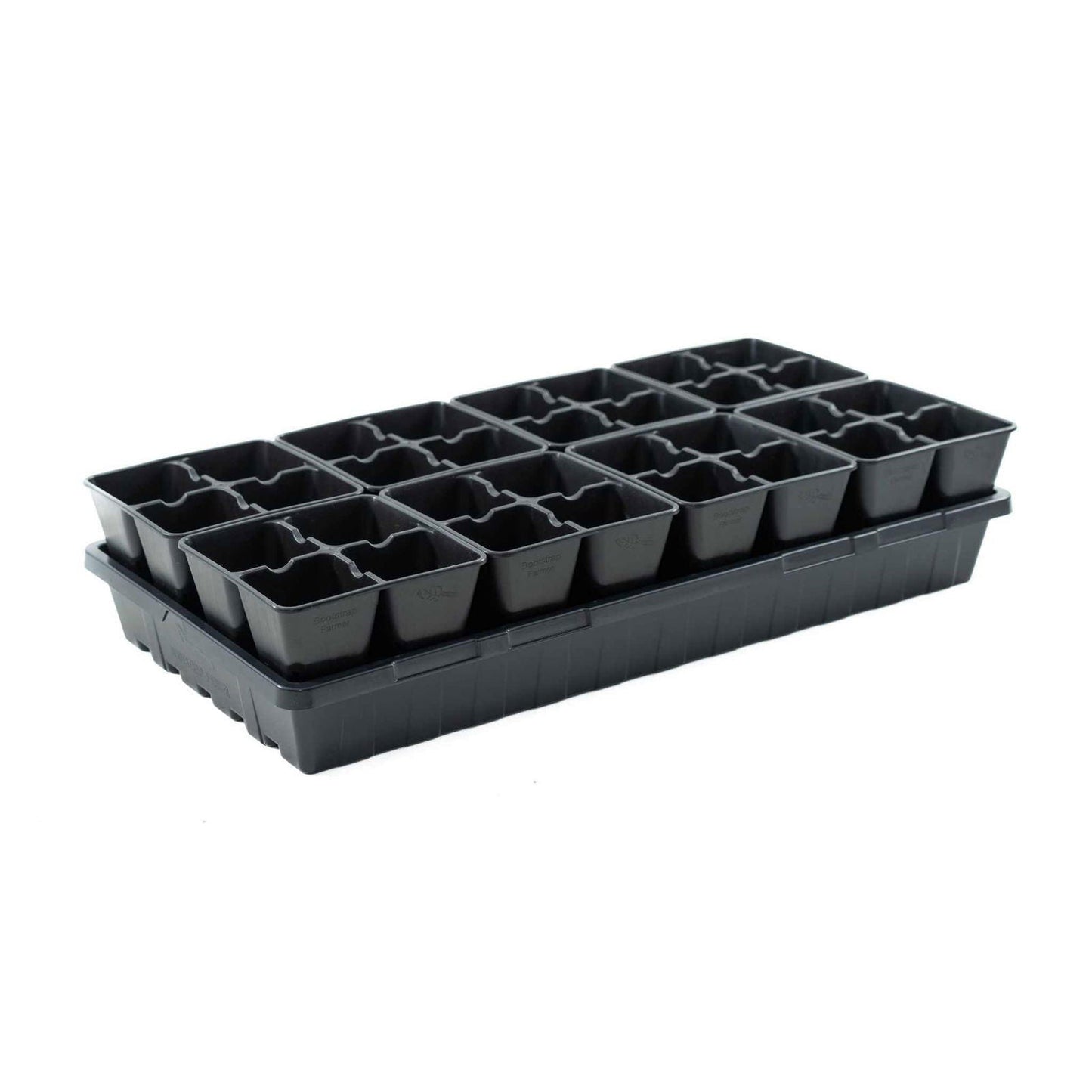 Multicolor Bootstrap Farmer 4-cell plug tray inserts for seed starting and plant propagation.
