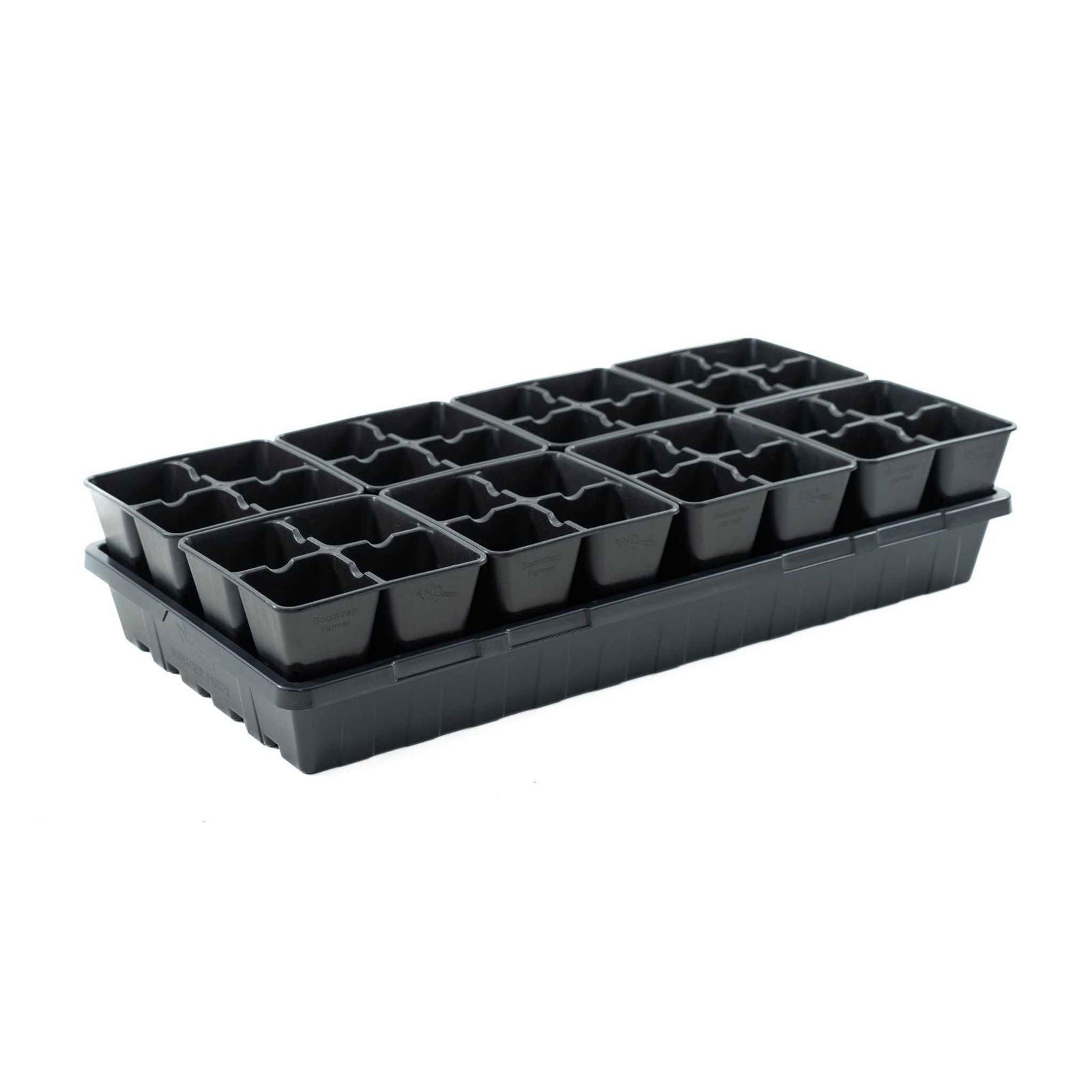 Multicolor Bootstrap Farmer 4-cell plug tray inserts for seed starting and plant propagation.