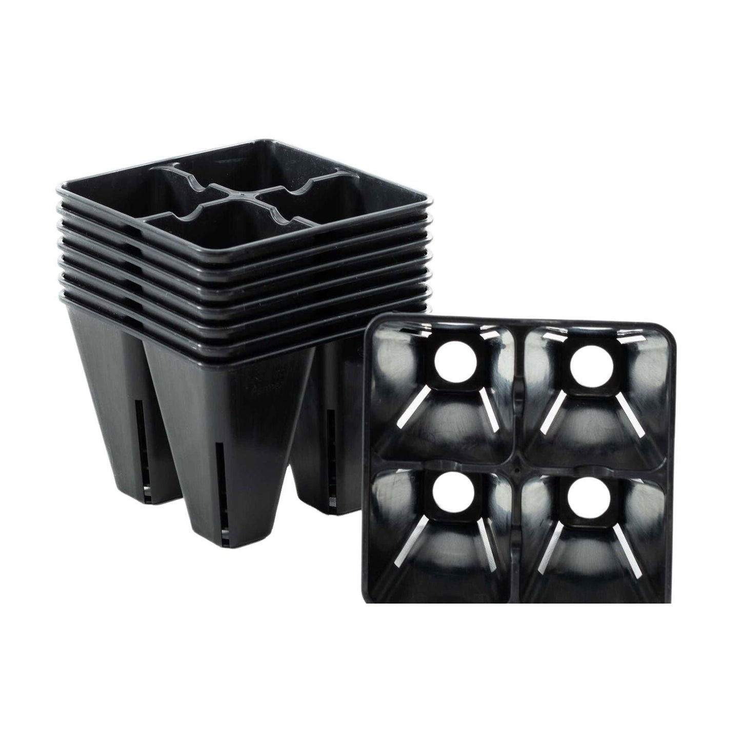 Multicolor Bootstrap Farmer 4-cell plug tray inserts for seed starting and gardening, made of durable plastic.
