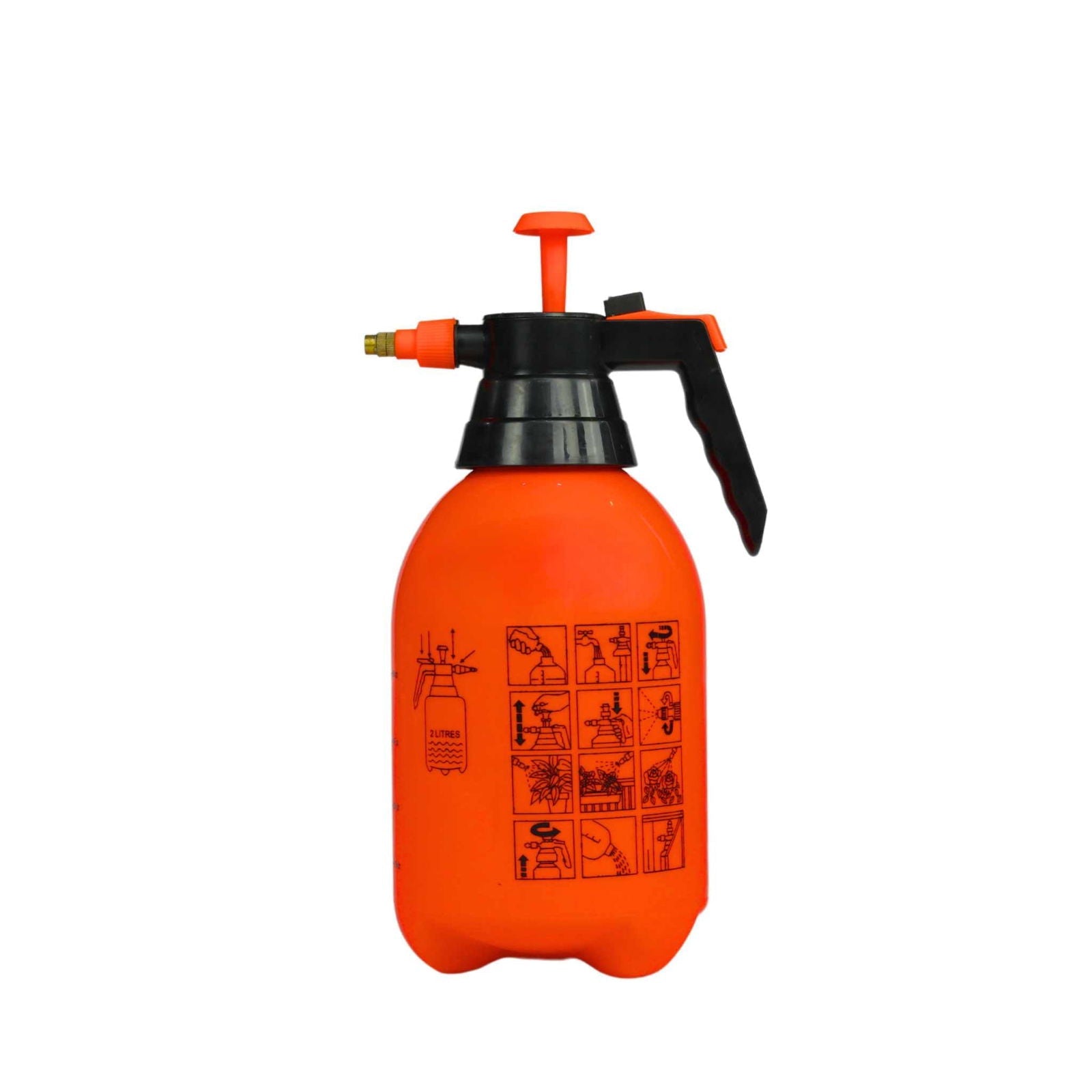Bootstrap Farmer 2L pressure sprayer for garden tools, with a green and black plastic container and spray nozzle.