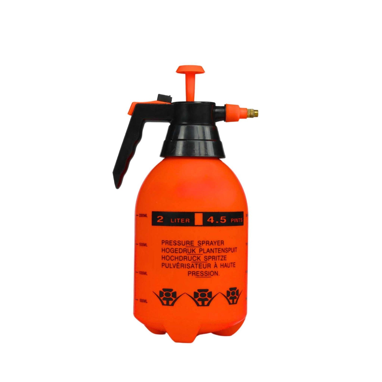 Bootstrap Farmer 2L pressure sprayer for gardening, featuring a durable plastic container and a comfortable nozzle for easy use.
