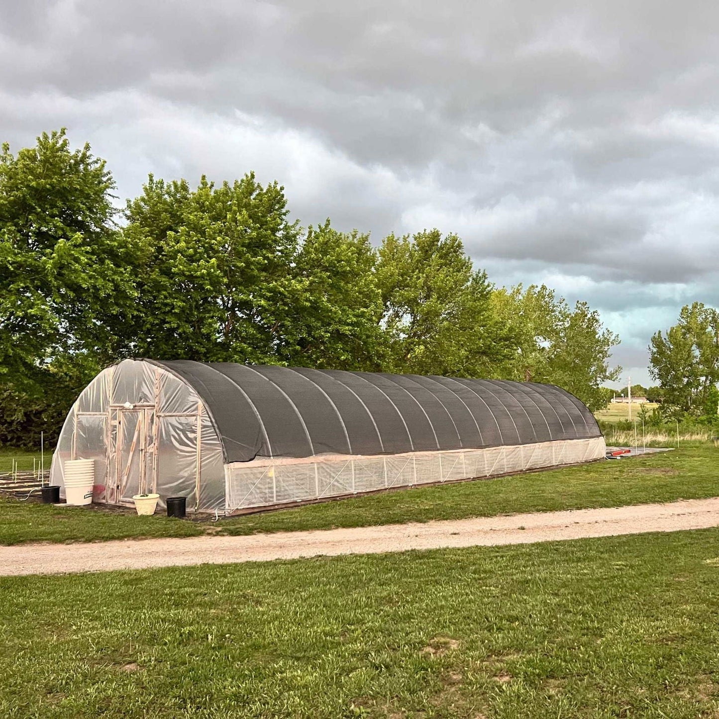 DIY Bootstrap Farmer 12 ft wide greenhouse kit featuring hoop house design, ideal for small-scale gardening and plant protection.
