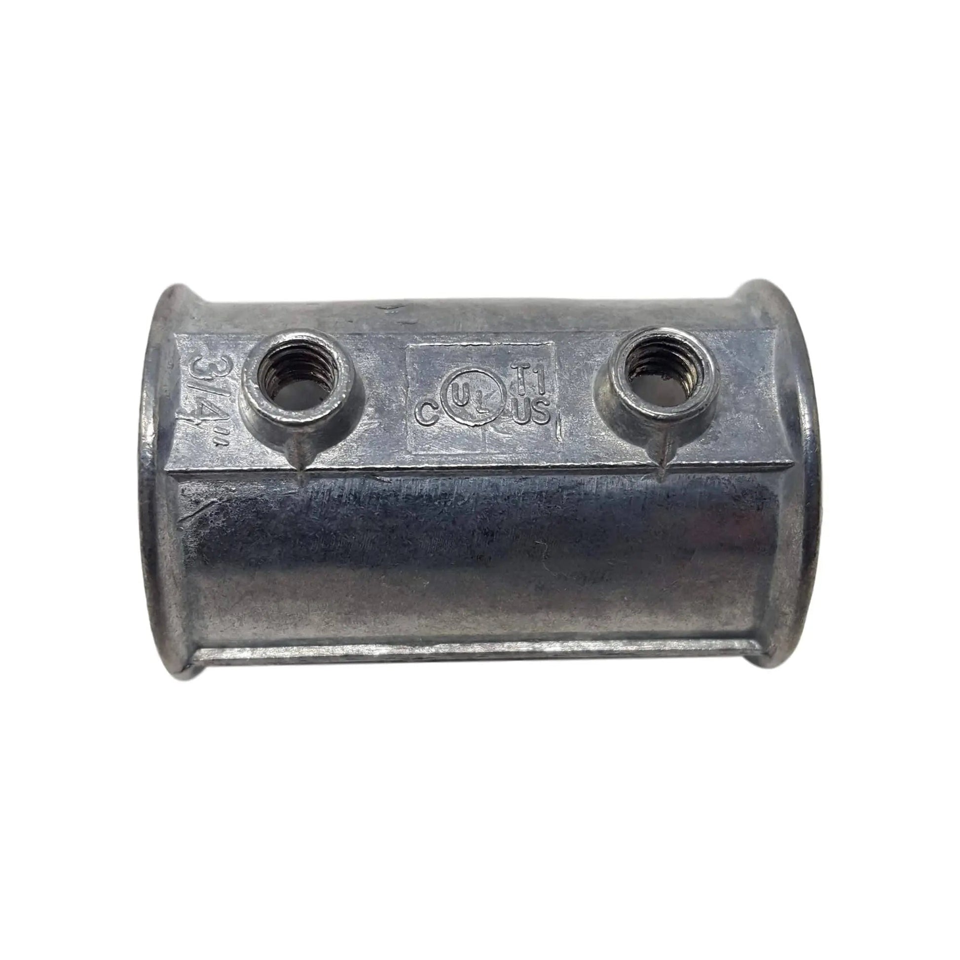 Greenhouse parts: Bootstrap Farmer 3/4-inch die cast EMT coupling for connecting electrical conduit in greenhouse installations.