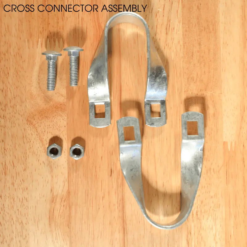 Galvanized steel greenhouse cross connectors from Bootstrap Farmer, 1 3/8-inch size, used in greenhouse framing and structural assembly.