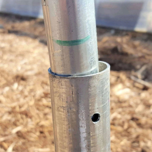 Bootstrap Farmer green ground post for high tunnel greenhouse, 16 gauge steel, durable and sturdy greenhouse part.