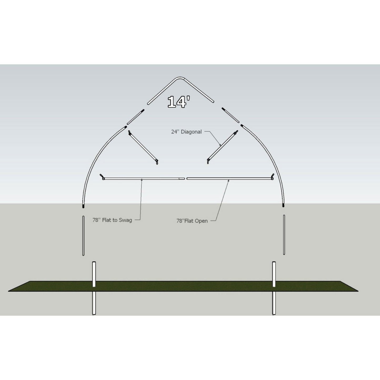 Greenhouse truss kit by Bootstrap Farmer with green metal components for supporting greenhouse structure.