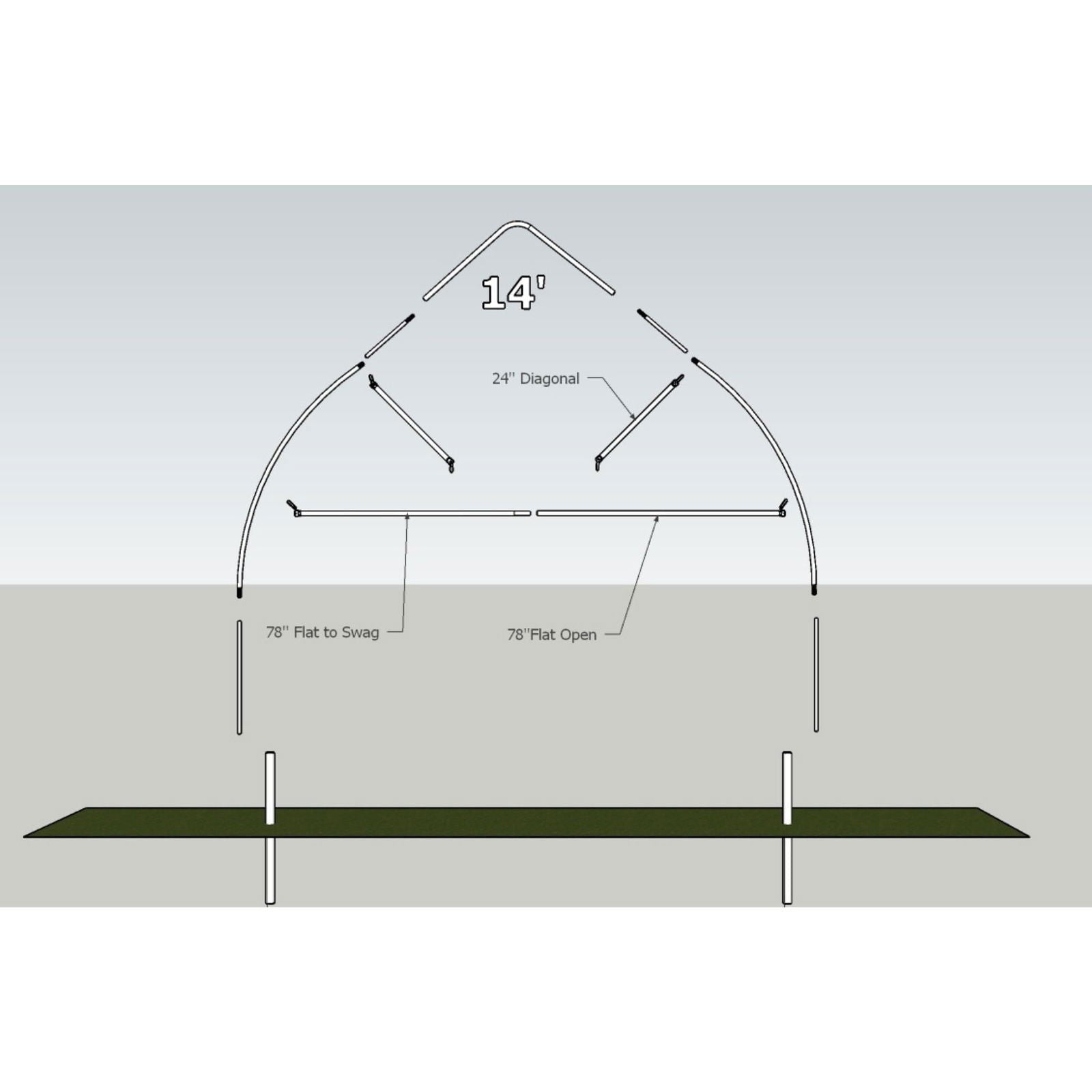Greenhouse truss kit by Bootstrap Farmer with green metal components for supporting greenhouse structure.