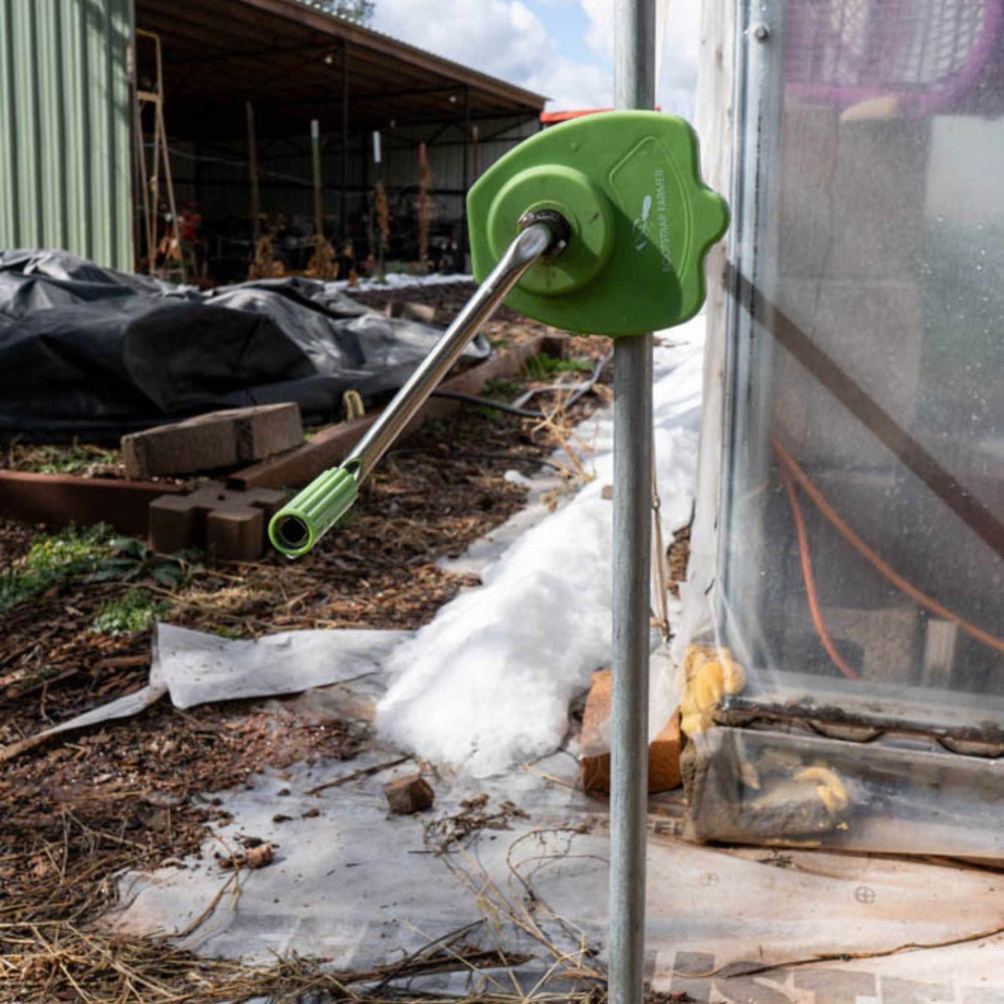 Bootstrap Farmer greenhouse sidewall ventilation crank for greenhouse parts, used to open and close sidewall vents.