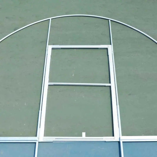 Bootstrap Farmer universal endwall and door kit for greenhouse, featuring durable green parts and installation components.