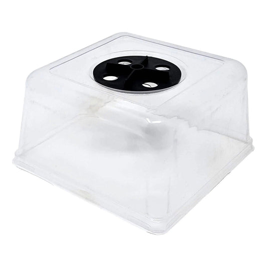 Set of 5 Bootstrap Farmer 5x5 plant humidity domes for seed starting and propagation, clear plastic covers with venting.