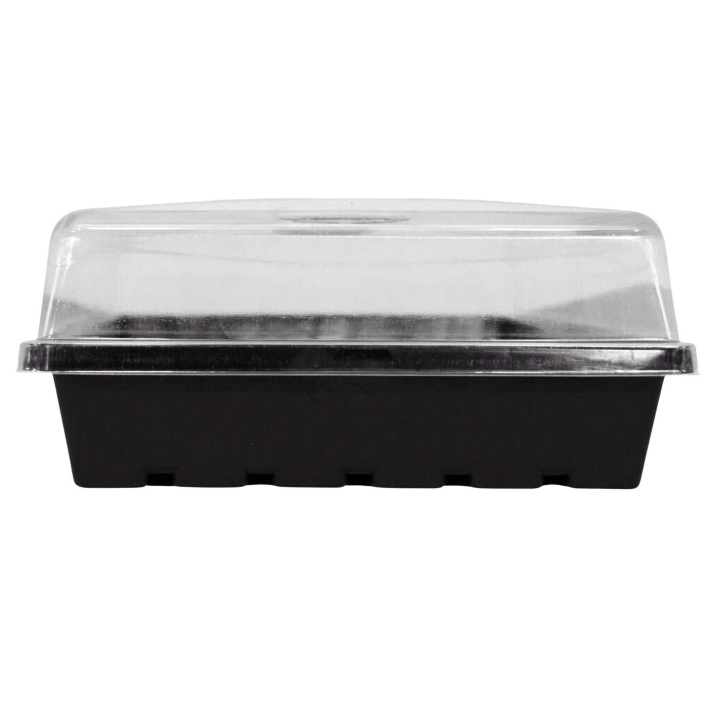 Clear 2.5-inch Bootstrap Farmer humidity dome for seedling propagation, made of durable plastic for greenhouse use.