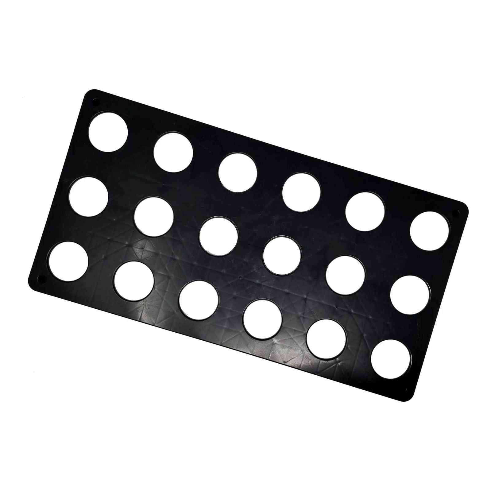 Bootstrap Farmer 10"x20" 18-hole net pot tray for hydroponic systems, durable plastic plant tray with multiple net pot openings.