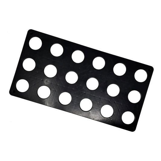 Bootstrap Farmer 10"x20" 18-hole net pot tray for hydroponic systems, durable plastic plant tray with multiple net pot openings.