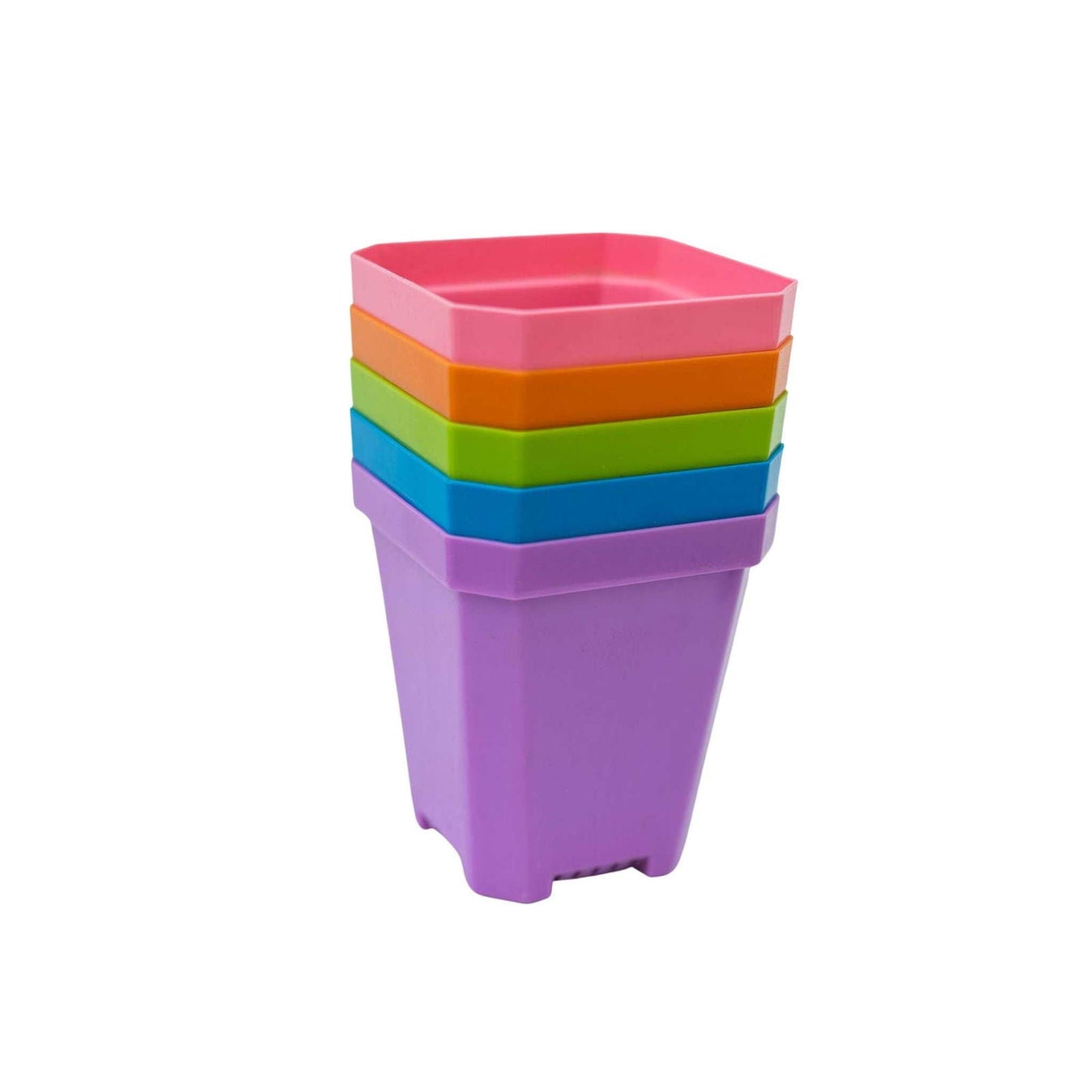 Set of 8 multicolor 5-inch heavy-duty seed starting pots by Bootstrap Farmer, durable plastic containers for seedlings.