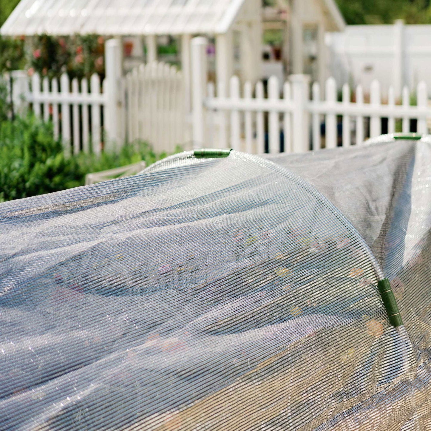 Aluminum white shade cloth by Bootstrap Farmer, 50% sun protection, woven fabric for outdoor shading and gardening.