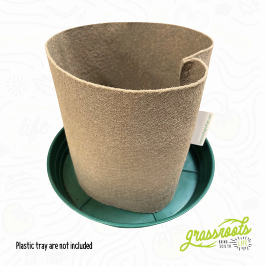Bottomless fabric pot by Grassroots Fabric Pots, showcasing flexible, breathable fabric for plant root aeration and drainage.