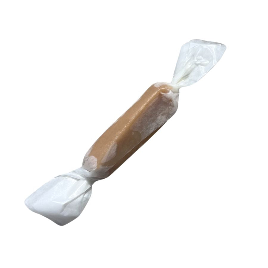 Box of Boxicanyon Vanilla Caramels with 12 individually wrapped caramel candies in a box.