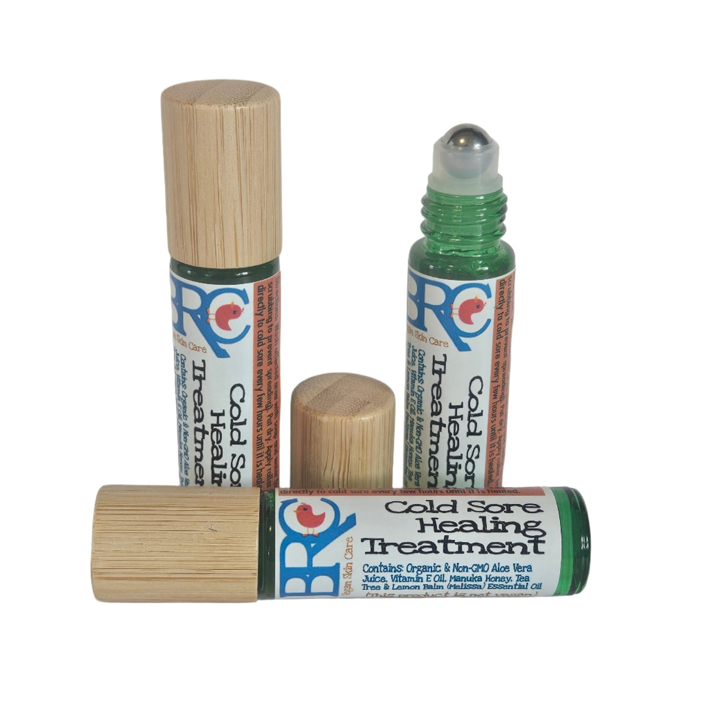 By Robin Creations cold sore treatment roll-on, a compact cold care product with a sleek bottle for fast, targeted cold sore relief.