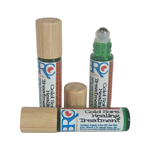 By Robin Creations cold sore treatment roll-on, a compact cold care product with a sleek bottle for fast, targeted cold sore relief.
