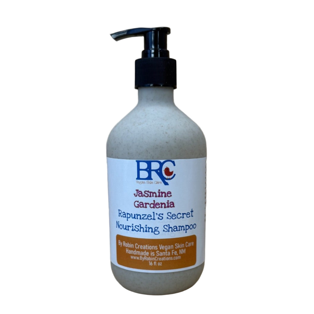 By Robin Creations sulfate-free moisturizing shampoo in biodegradable bottle, designed for hair, brows, and eyelashes.