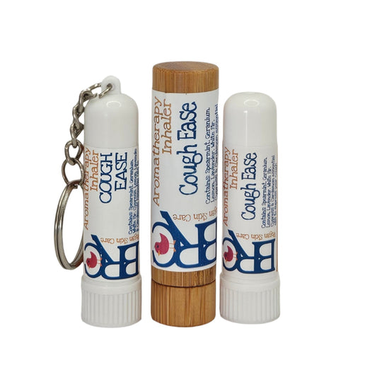 By Robin Creations Cough Ease Aromatherapy Inhaler attached to a keychain for relaxation and soothing relief.