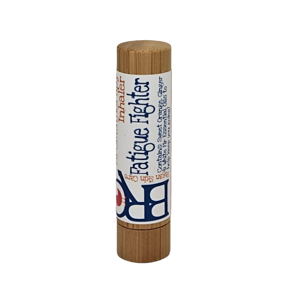 By Robin Creations fatigue fighter aromatherapy inhaler in plastic case, designed for massage and relaxation.