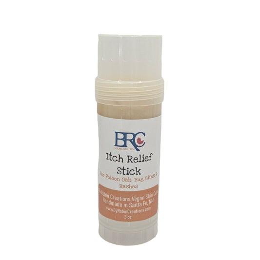 By Robin Creations bug bite and rash itch relief stick in a plastic tube, designed for soothing skin irritation and itching.