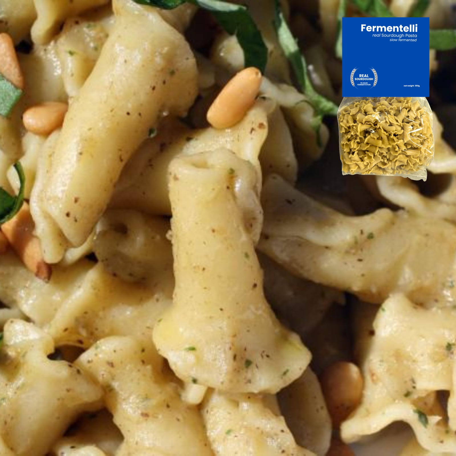 Fermentelli Pasta sourdough pasta combo pack featuring assorted pasta shapes on a rustic wooden surface.