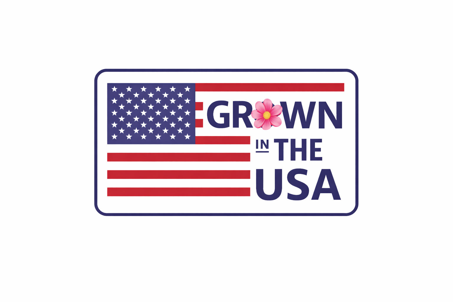 Logo with American flag and 'Grown in the USA' text on a white background