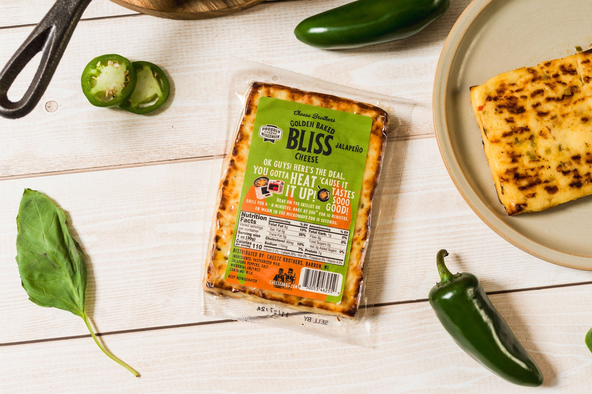 Cheese Brothers Inc. Jalapeño Golden Baked Bliss baked cheese snack with jalapeño peppers and golden crispy texture.