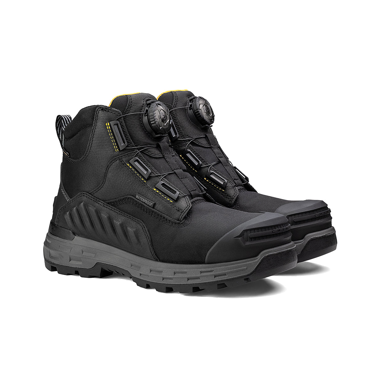 Black Wildwood 6-inch composite toe Turbolace™ work boot by Chinook® Footwear, showing durable leather upper and safety toe design.