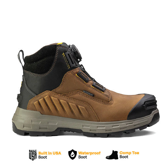 Brown Wildwood 6-inch composite toe Turbolace™ work boot by Chinook® Footwear, made in the USA, with durable leather and lacing.