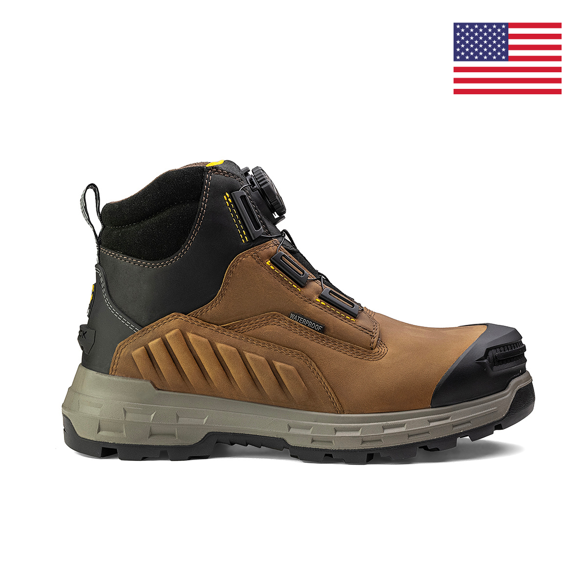 Chinook Wildwood 6-inch brown composite toe Turbolace™ work boot with sturdy leather upper and rugged outsole, made in the USA.