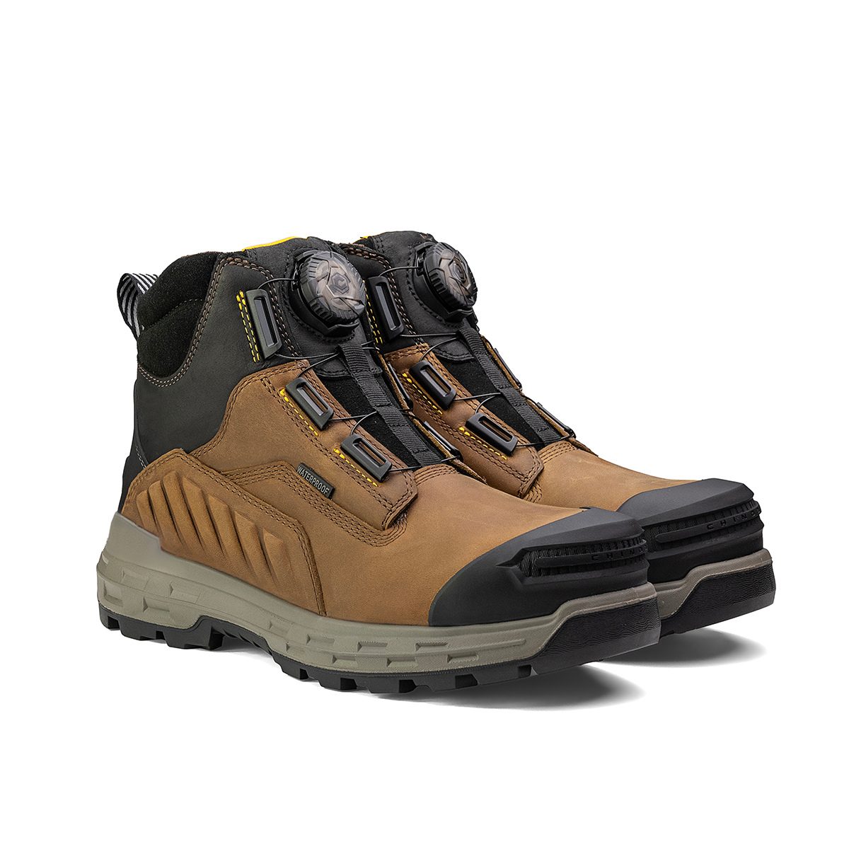Brown Wildwood 6-inch composite toe Turbolace work boot by Chinook® Footwear, made in the USA, with durable leather and safety features.