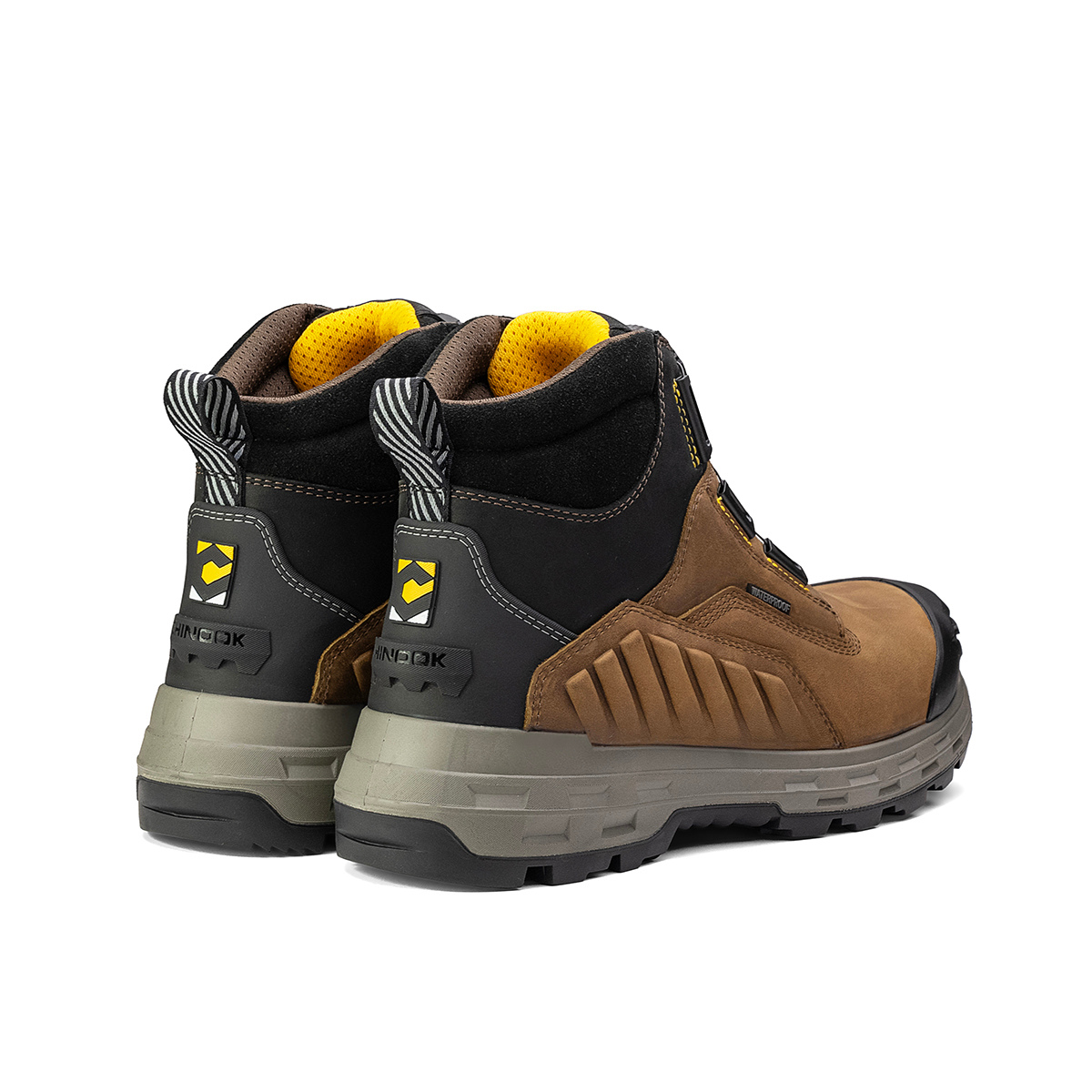 Brown Wildwood 6-inch composite toe Turbolace work boot by Chinook® Footwear, made in the USA, with sturdy design and laces.