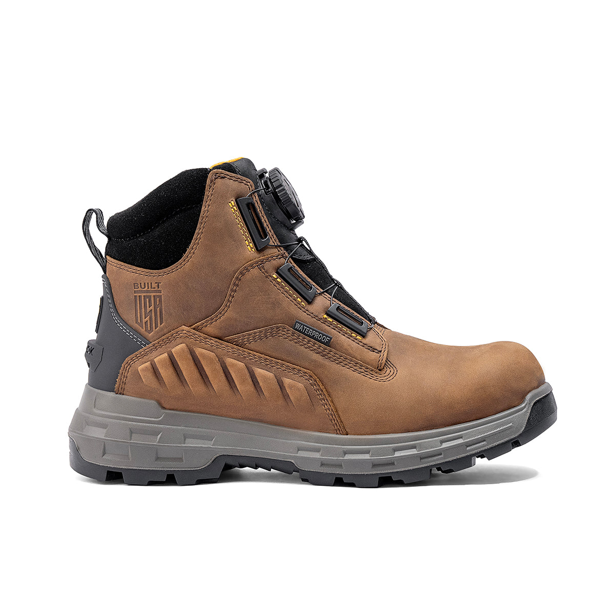 Chinook Wildwood 6-inch brown soft toe Turbolace work boot made in USA with leather upper and rugged design.