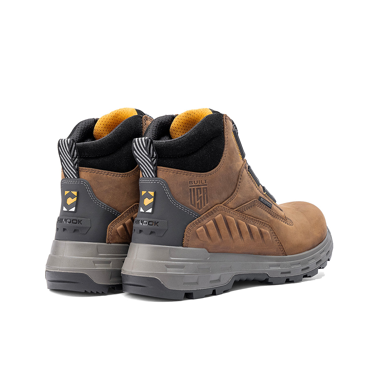 Chinook Wildwood 6-inch soft toe Turbolace work boot in brown, made in USA, featuring sturdy leather upper and rugged outsole.