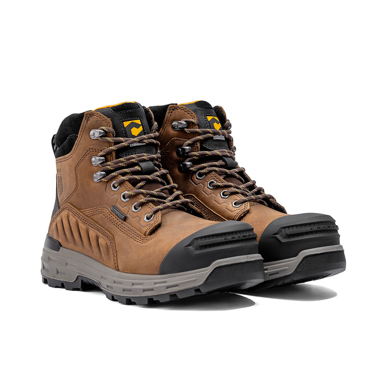 Chinook Wildwood 6-inch waterproof composite toe brown work boot made in the USA, showing durable leather upper and rugged sole.