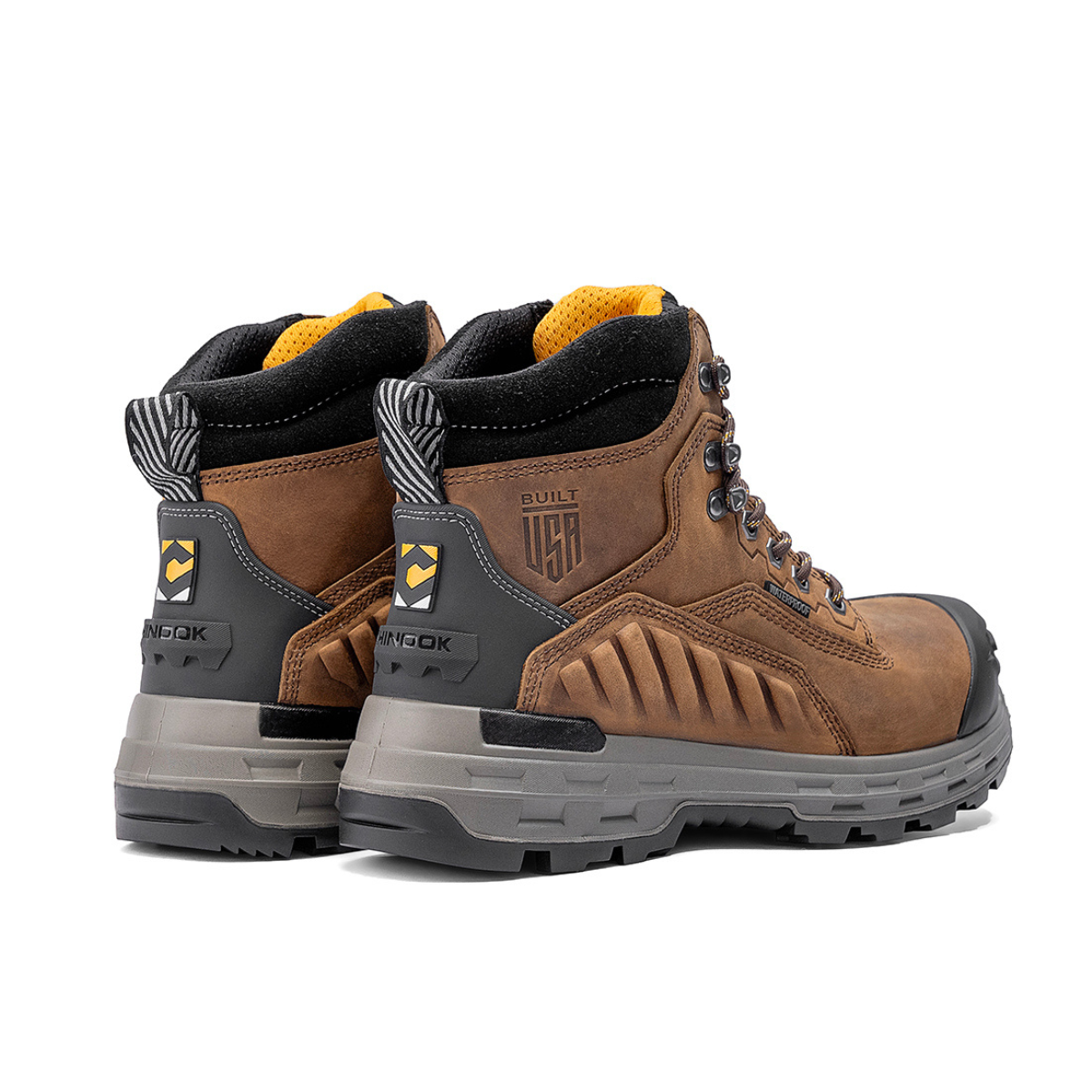 Chinook Wildwood 6-inch waterproof composite toe brown work boot made in the USA, featuring sturdy leather and protective toe cap.