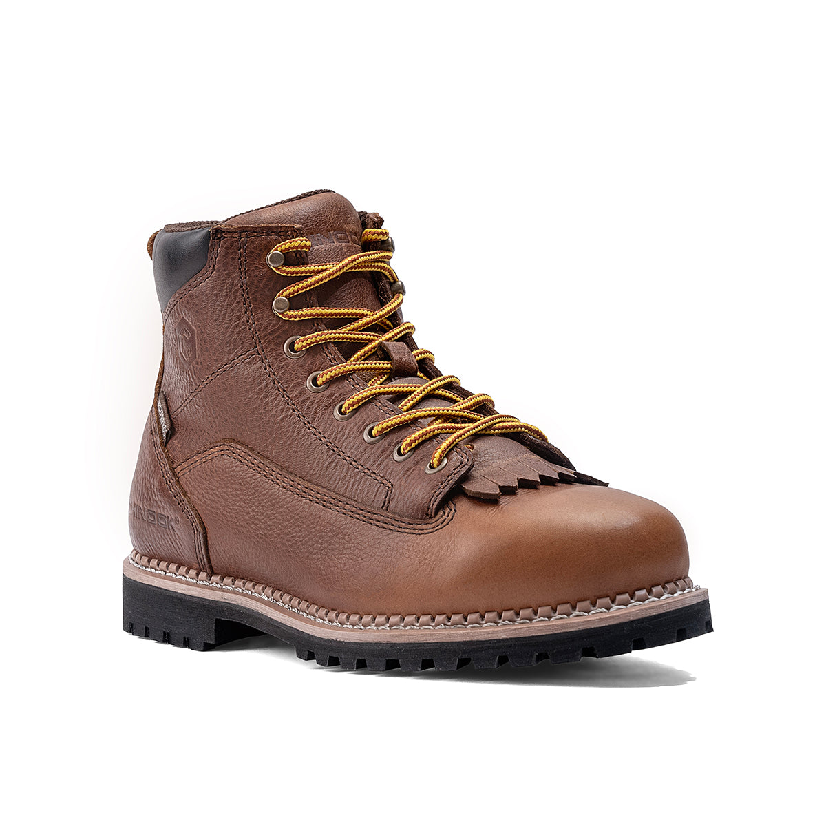 Brown Chinook® Logger 6-inch men's waterproof work boot with rugged leather upper and sturdy sole for outdoor work.