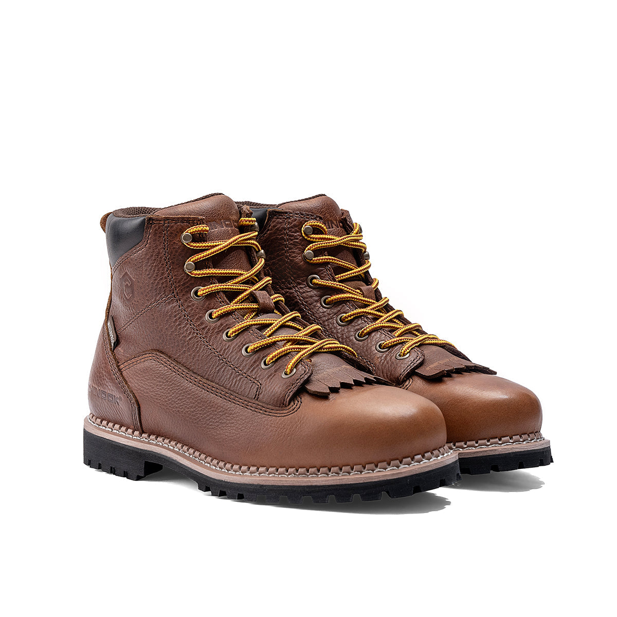 Brown Chinook Logger 6” men's waterproof work boot with sturdy leather construction and rugged outsole for outdoor labor.